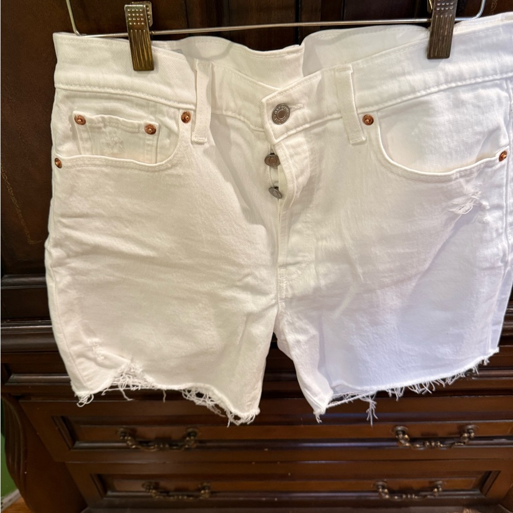 GAP White Jean Shorts with Frayed Hem